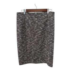 Ann Taylor Black White Tweed Pencil Skirt sz 12